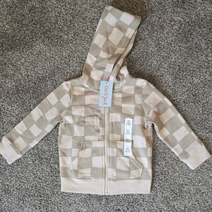 Cat & Jack Tan and Cream Checkered Hoodie
